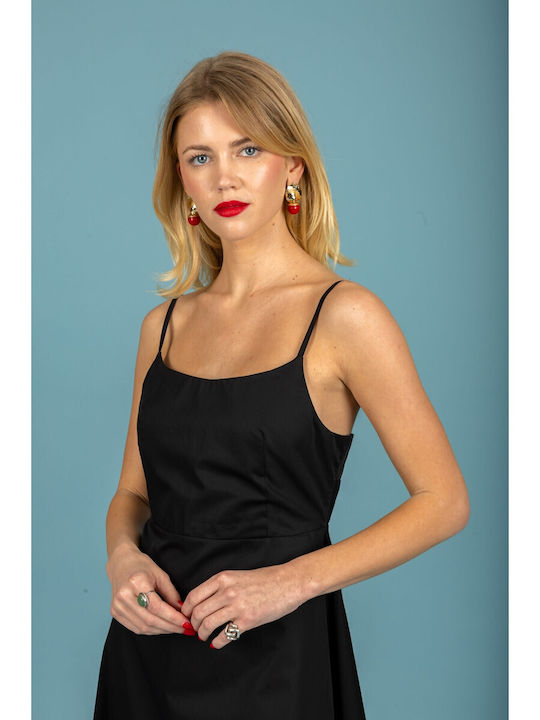 Rochie De Vară Midi De Seară Neagră