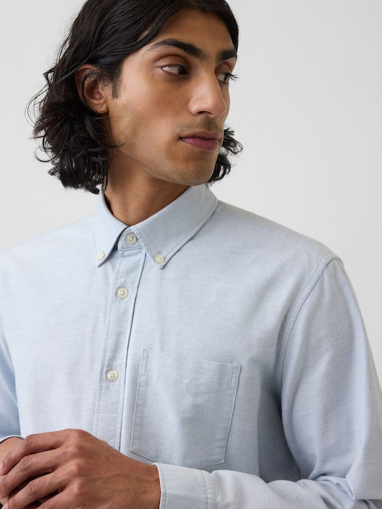 Long-sleeved Cotton Shirt Light Blue