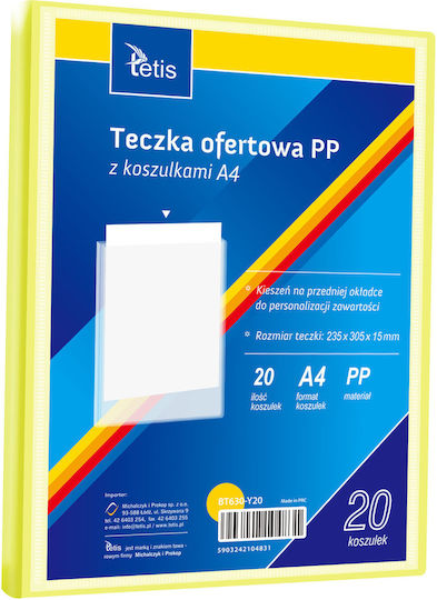 Pp Presentation Folder 20 Sleeves A4 Yellow