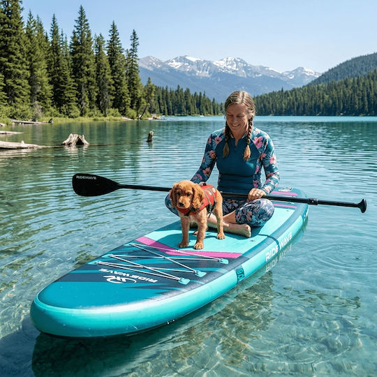 Ridewave AeroFlow 10.6' Inflatable SUP Board with Length 3.2m Blue
