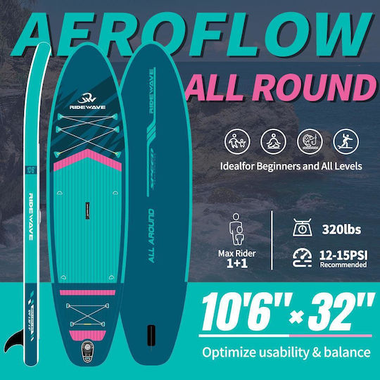Ridewave AeroFlow 10.6' Inflatable SUP Board with Length 3.2m Blue