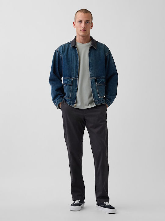 Men's Trousers with Straight Leg Style Black