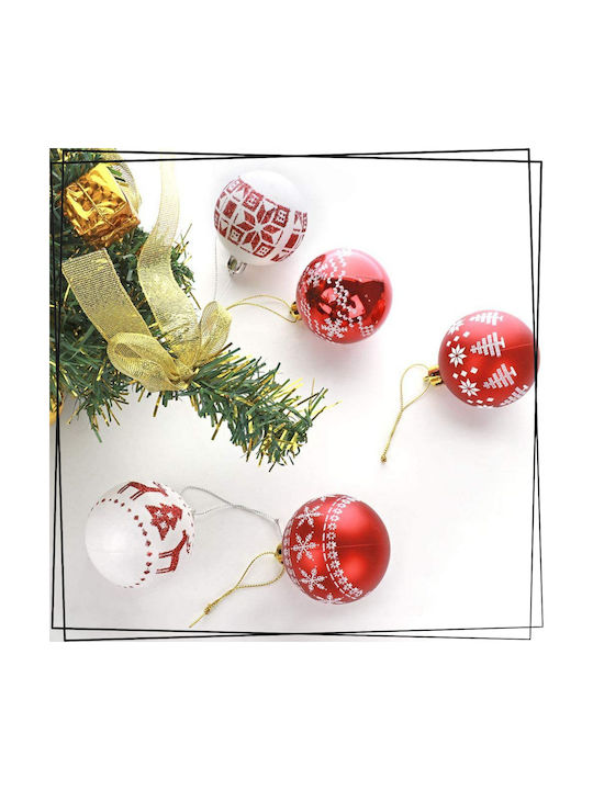 Weihnachtsbaumschmuck Kunststoff Weiße Rote Unzerbrechliche Feiertage 24x