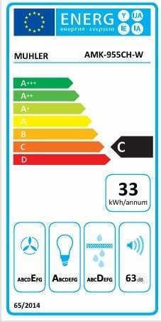Muhler AMK-955CH-W Chimney Vent Hood 60cm White