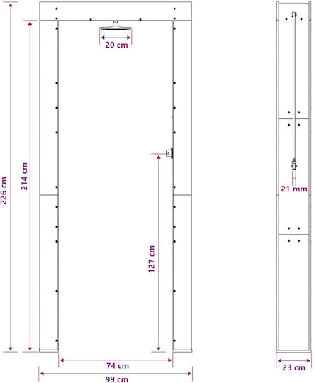 vidaXL Pool Shower 99x23x226 cm Brown
