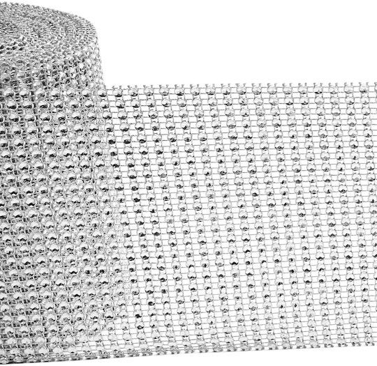 Handi Stitch Dekorative Bänder Rhinestones Stoff Silber 9.14m