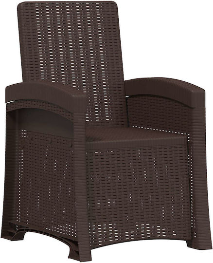 Πολυθρόνα Εξωτερικού Χώρου Rattan Καφέ 2τμχ 56x63x92εκ.