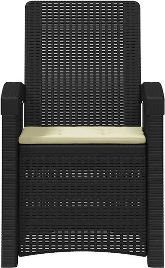 Πολυθρόνα Εξωτερικού Χώρου Rattan Ανθρακί 56x63x92εκ.