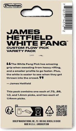 Dunlop Pvpph122 James Hetfield's White Fang Custom Flow Collectible Picks