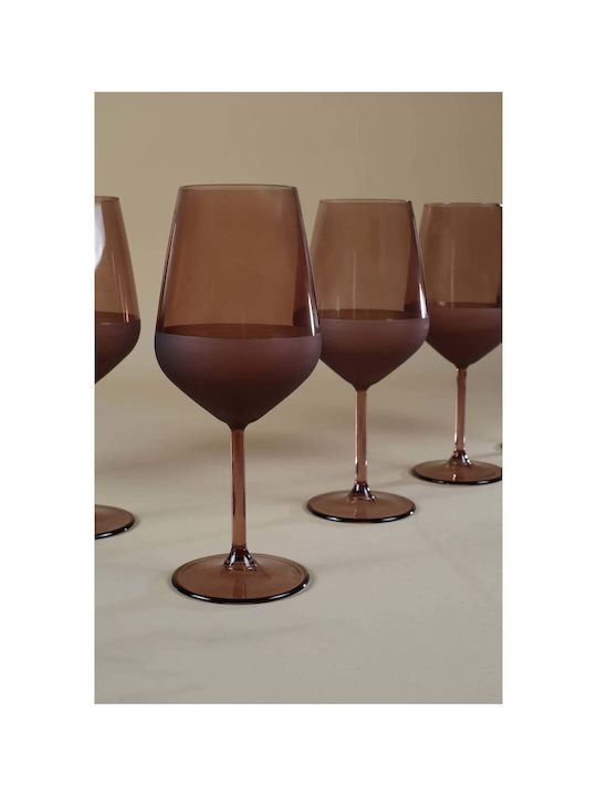 SteweHome Set Of White Wine / Coffee Freddo Glasses Made Of Glass In White Colour 490ml 4 Pieces