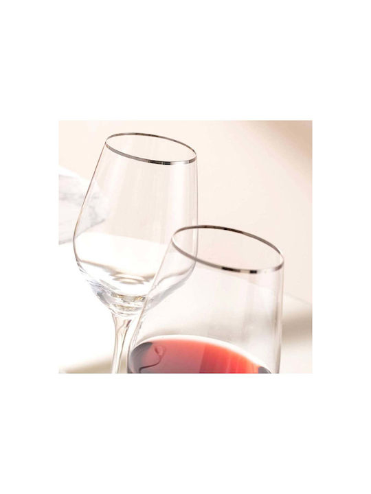 SteweHome Glass for White and Red Wine Made of Glass in Red Colour 500ml