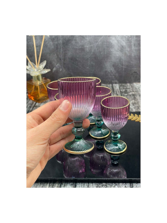 SteweHome Set of Liqueur/Ouzo / Cocktail/Drinking / Coffee/Freddo Glasses in Purple Colour 75ml 6 Pieces