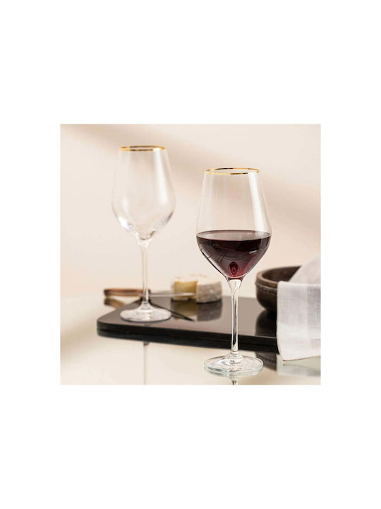 SteweHome Glass for White and Red Wine Made of Glass in Red Colour 500ml