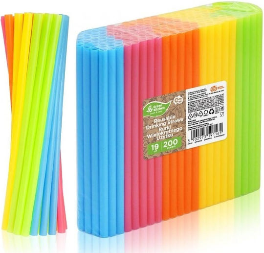 Plastic Reusable Straws Mix 200pcs