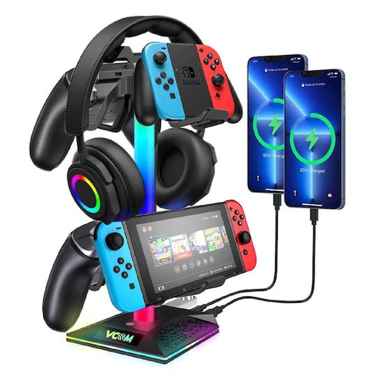 Vcom Vcom-m701s Rgb Βάση Ακουστικών Usb Hub Black