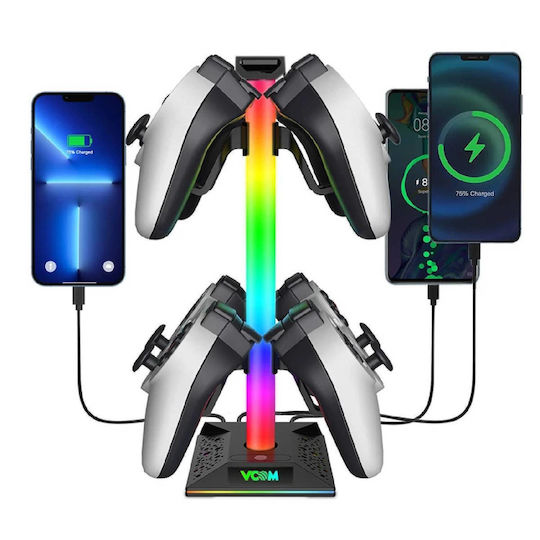 Vcom Vcom-m701s Rgb Βάση Ακουστικών Usb Hub Black