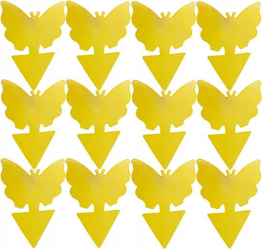 Yellow Butterfly-shaped Stickers 12 Pieces 1 Packaging