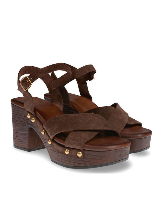 Myconian Leather Women's Flat Sandals Brown