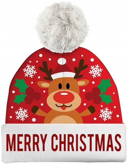 Winter Christmas Hat Pompon Reindeer Rudolf Christmas Star