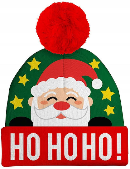 Winter Christmas Hat Pompom Santa Claus Ho Ho Ho Christmas Star