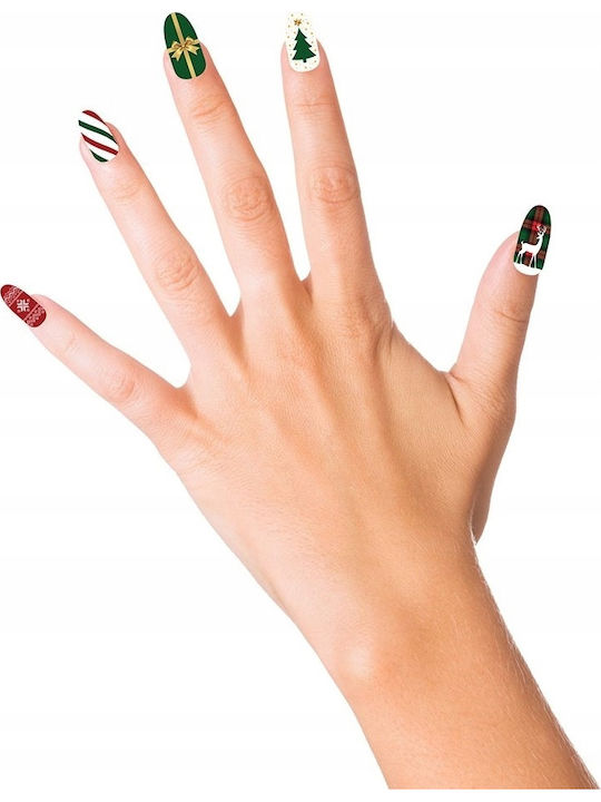Künstliche Nagelspitzen + Kleber Weihnachtsrentier Weihnachtsbekleidungsaccessoires 12 Stück