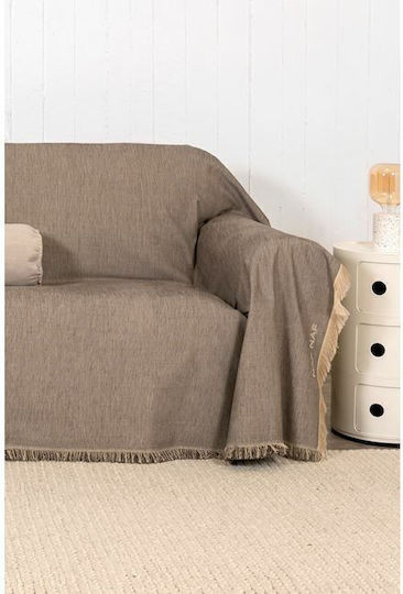 Naf Naf Highline Three-Seater Sofa Throw Chenille 180x300cm Brown-Grey