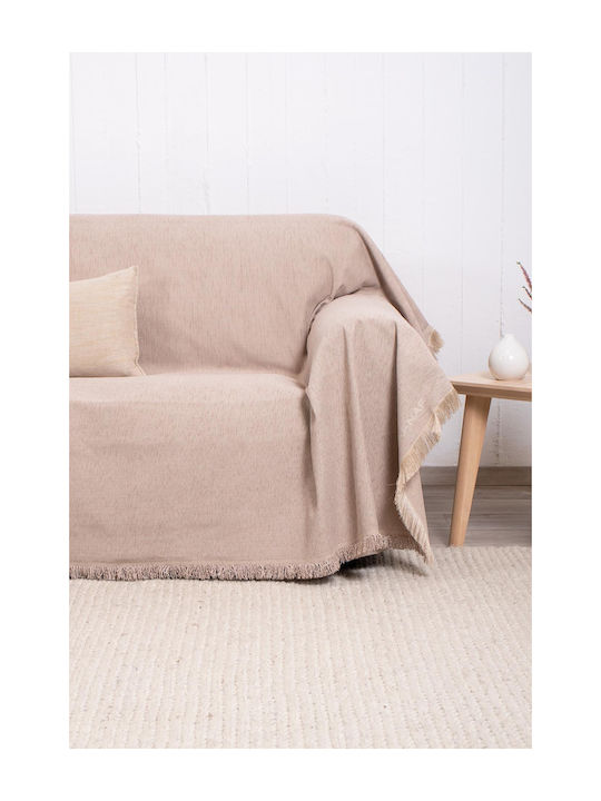 Naf Naf Highline Four-Seater Sofa Throw Chenille 180x350cm Dk Beige 358-135
