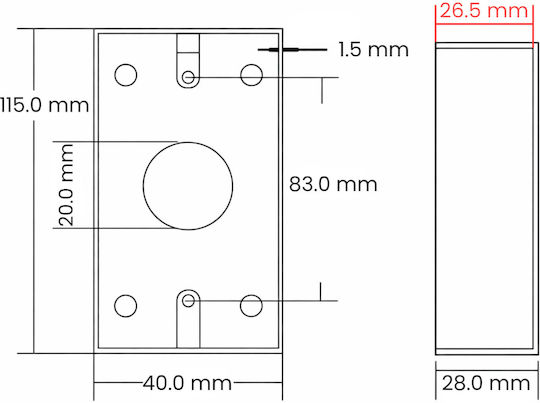 Mounting Box On Pole M40 115x40x28mm