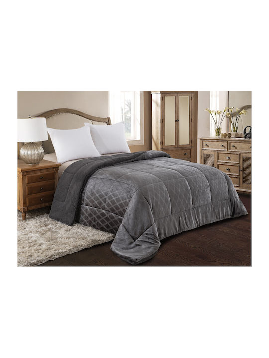 Adam Home Sherpa Comforter Double 220x240cm 820 Dark Gray 260 GSM