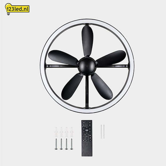 123led Ventilator de Tavan 61,3cm cu Lumină Negru