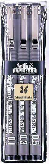 Artline Μαρκαδόροι Black 0.1mm Σετ 3τμχ