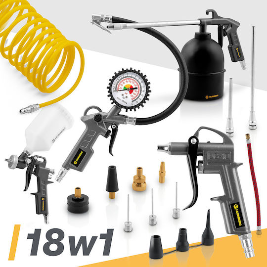 18-piece Pneumatic Tool Set Compressor Humberbg Hm-256
