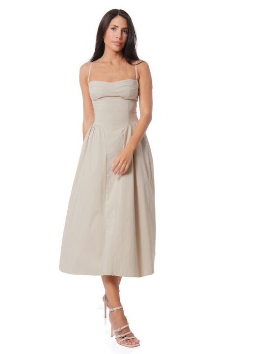 Sommer Midi Damenkleid Beiges
