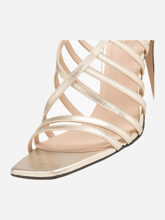 Leather Gold Sandals Pinelopi