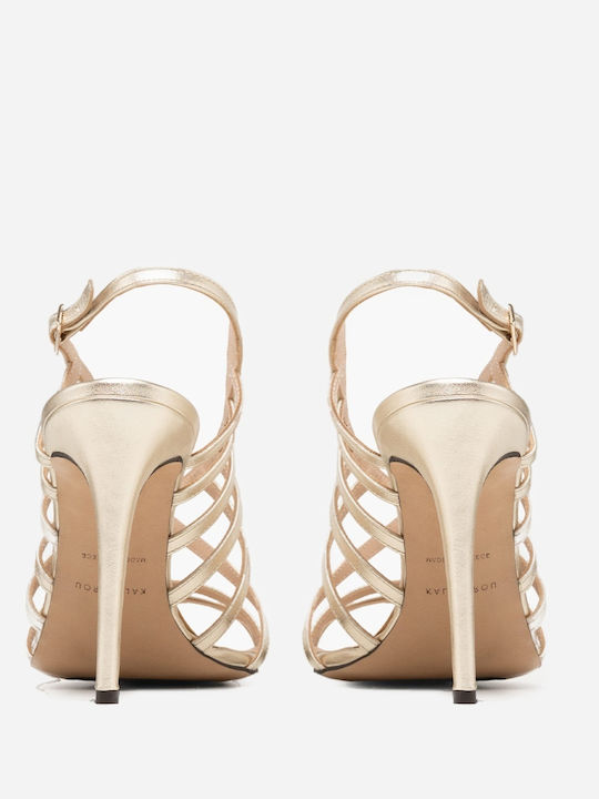 Leather Gold Sandals Pinelopi