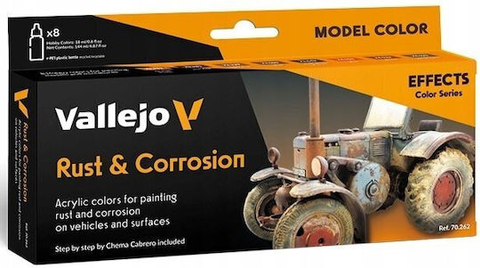 Acrylicos Vallejo Effects Set Model Making Paints Rust & Corrosion 18ml 8pcs