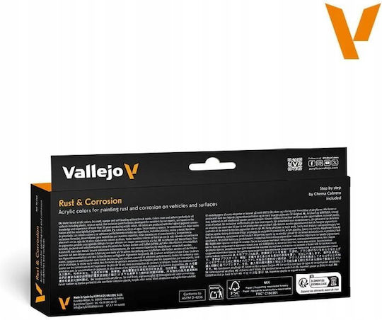 Acrylicos Vallejo Effects Set Model Making Paints Rust & Corrosion 18ml 8pcs