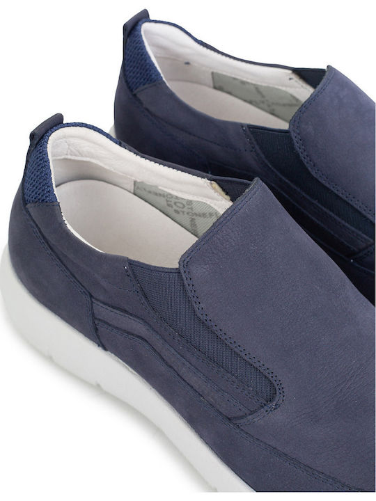 Suede Men's Moccasins in Blue Colour Regular Fit