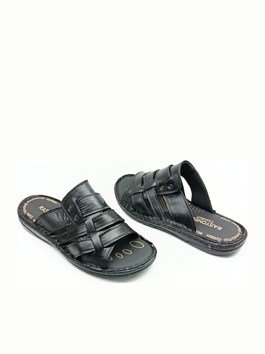 Leder Herrensandalen in Schwarz Farbe