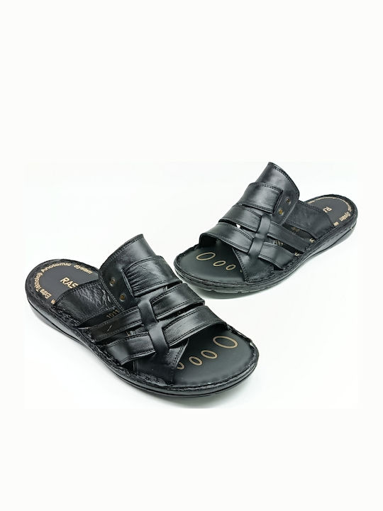Leder Herrensandalen in Schwarz Farbe