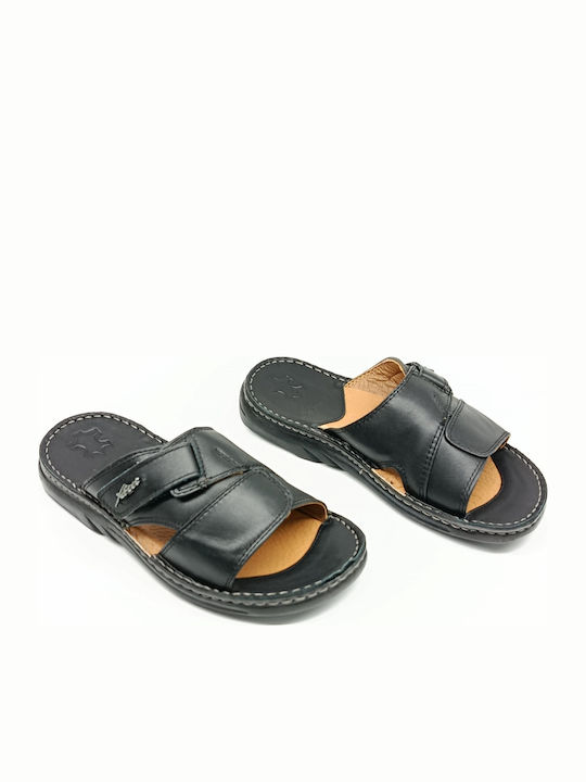 Leather Men's Sandals In Black Color