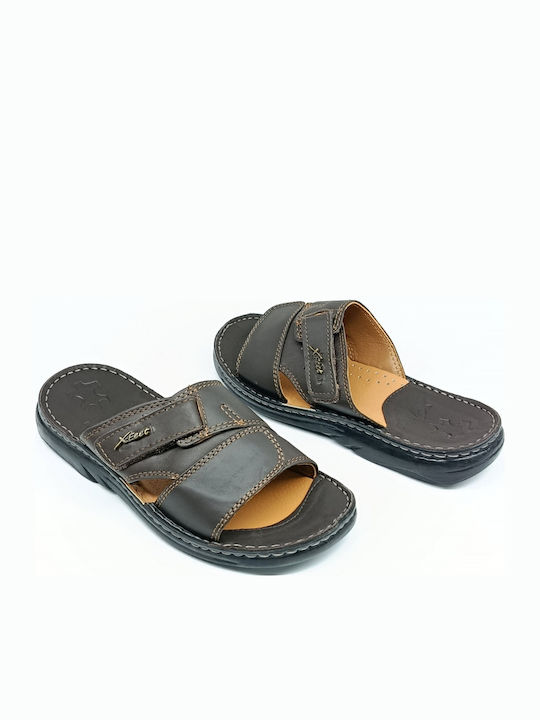 Leather Men's Sandals In Brown Colour