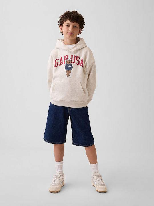 Fleece Kids Sweatshirt with Hood and Pockets Grey