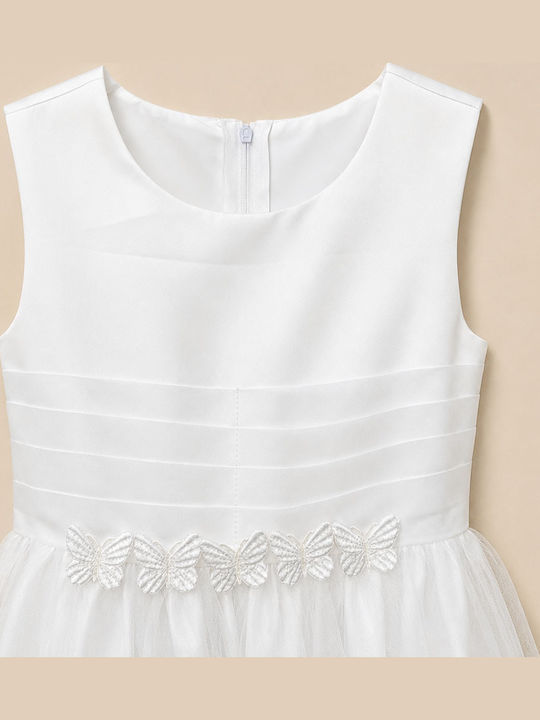 Girls Satin Dress White
