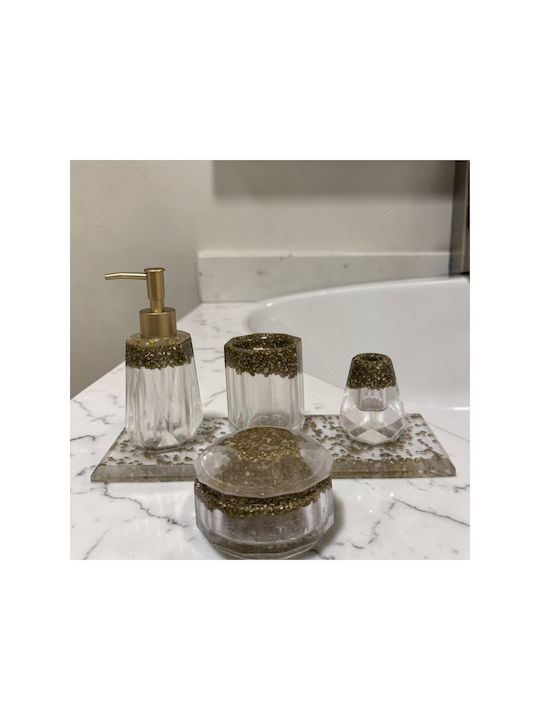 SteweHome Set Accesorii Baie Rășină Aurie SteweHome Set Accesorii Baie Rășină Aurie