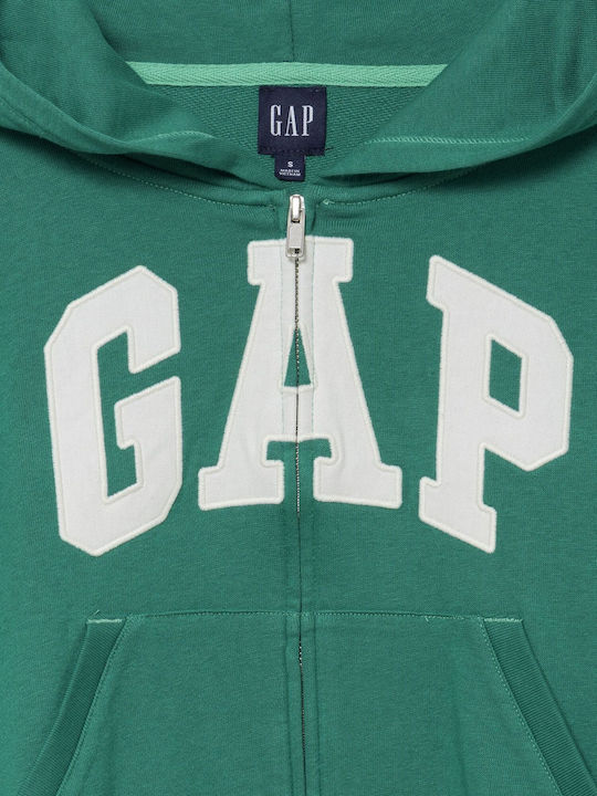 Long Women's Sweatshirt Cardigan with Hood Baize Green