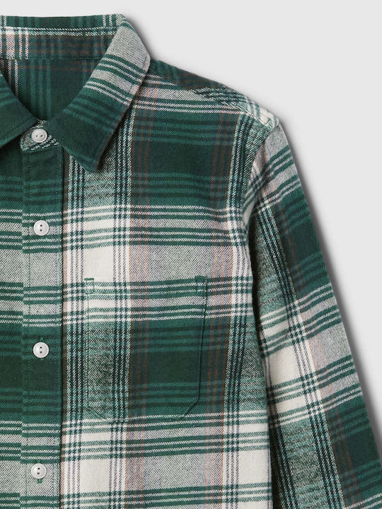 Kids Checked Long-Sleeved Green Shirt