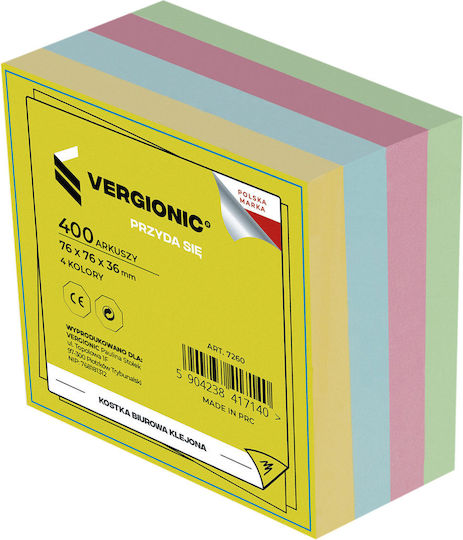 Vergionic Notizblöcke Würfel 76x76mm 400 Stück Geklebt Mischfarben Blätter Block