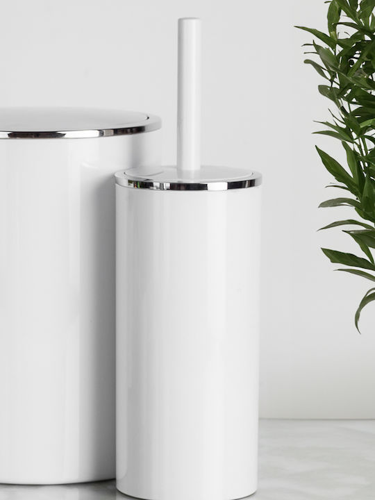 SteweHome Plastic Bathroom Brush and Trash Can Set 5l White