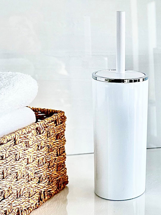 SteweHome Plastic Bathroom Brush and Trash Can Set 5l White